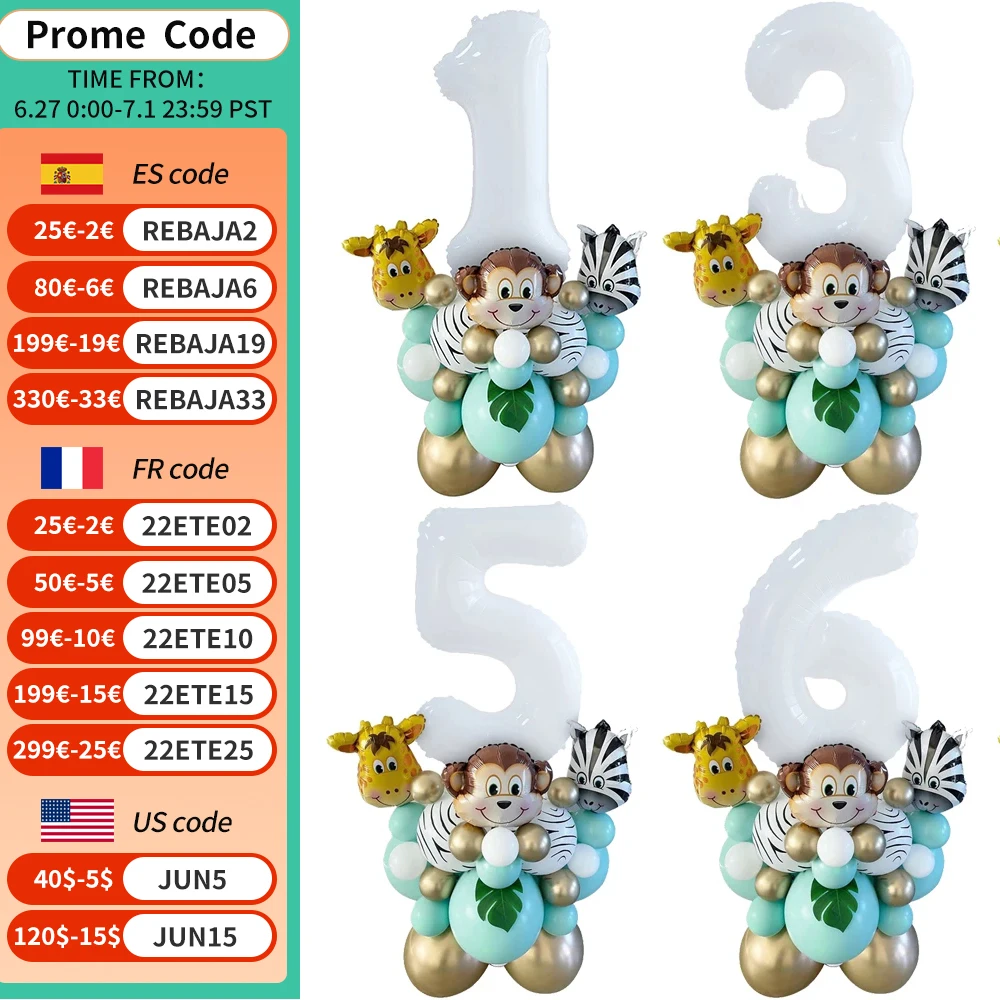 

34pcs/Set Animal Themed Balloons Mini Animal Foil Balloon Jungle Safari Party DIY Decorations Kids Birthday Baby Shower Supplies