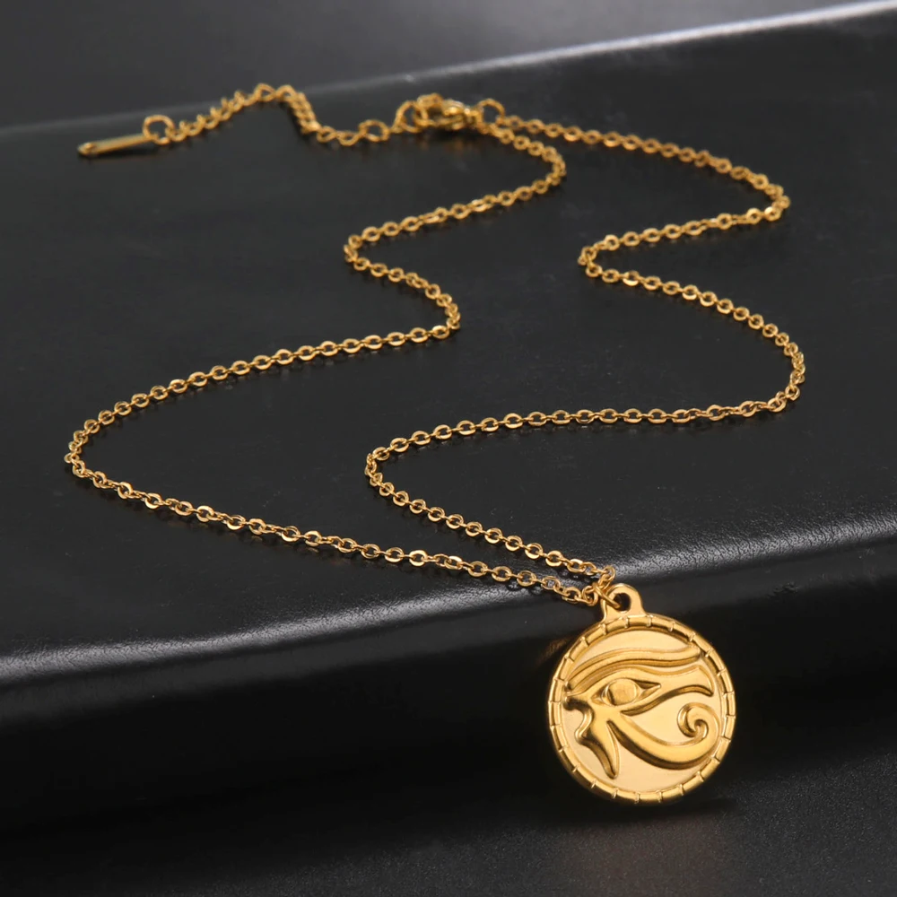 

COOLTIME Ancient Egypt The Eye of Horus Pendant Necklace Stainless Steel Eye of Ra udjat Chain Necklace Amulet Jewlery Wholesale