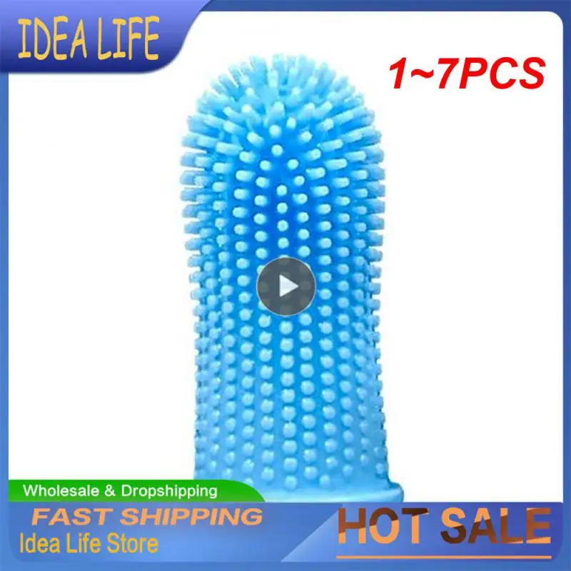 

1~7PCS Dog Super Soft Pet Finger Toothbrush Teeth Cleaning Bad Breath Care Nontoxic Silicone Tooth Brush Tool Dog Cat Cleaning