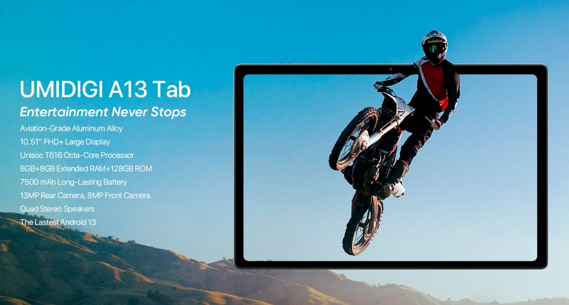 Планшет UMIDIGI A13 Tab ЦП T616 2025 Гц 120 дюйма 4G вызовы 8 Гб ОЗУ 10 51 ПЗУ