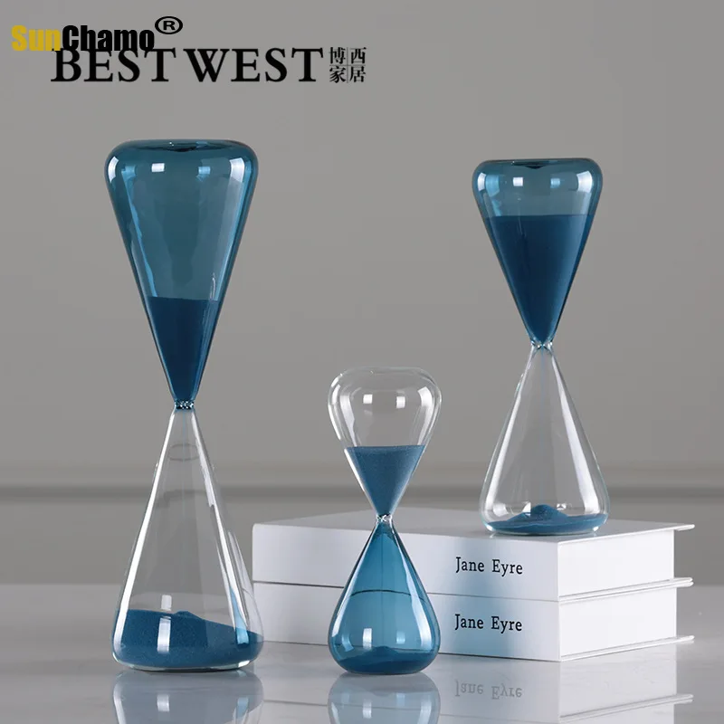 

Creative Hourglass Sand Clock Timers Home Decoration 60/30/10 Minutes Half Blue Glass Hourglasses Time Decorations Desk Decor