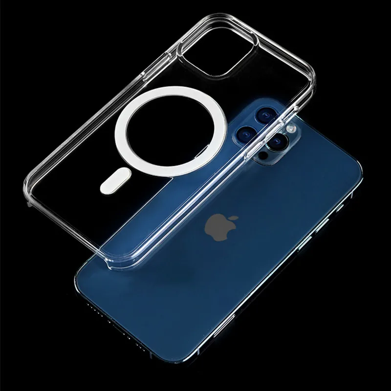 

Роскошный оригинальный прозрачный жесткий чехол для iPhone 15 14 13 12 ProMax MiNi Magsafing, прочный магнитный прозрачный чехол