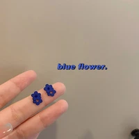 2022 new blue and white delicate small flower earrings for women trendy design earrings jewelry accessories free shipping