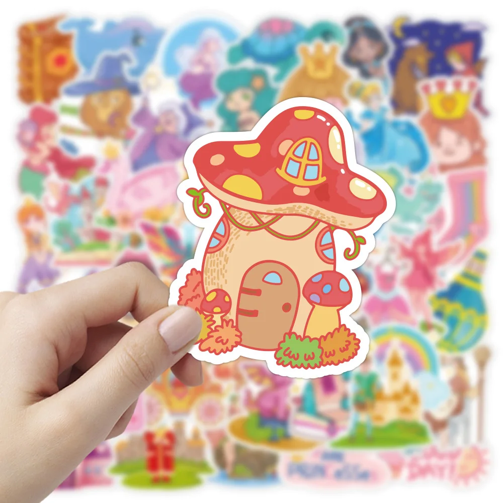 

50pcs Lovely Castle Stickers for Kids Room Cartoon DIY Craft Supplies Scrapbooking Decoration Girl's Room Decoration Gift