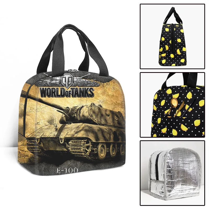 World Of Tanks Cooler Lunch Box Portable Insulated Lunch Bag Thermal Food Picnic School Lunch Bags For Men Women Student