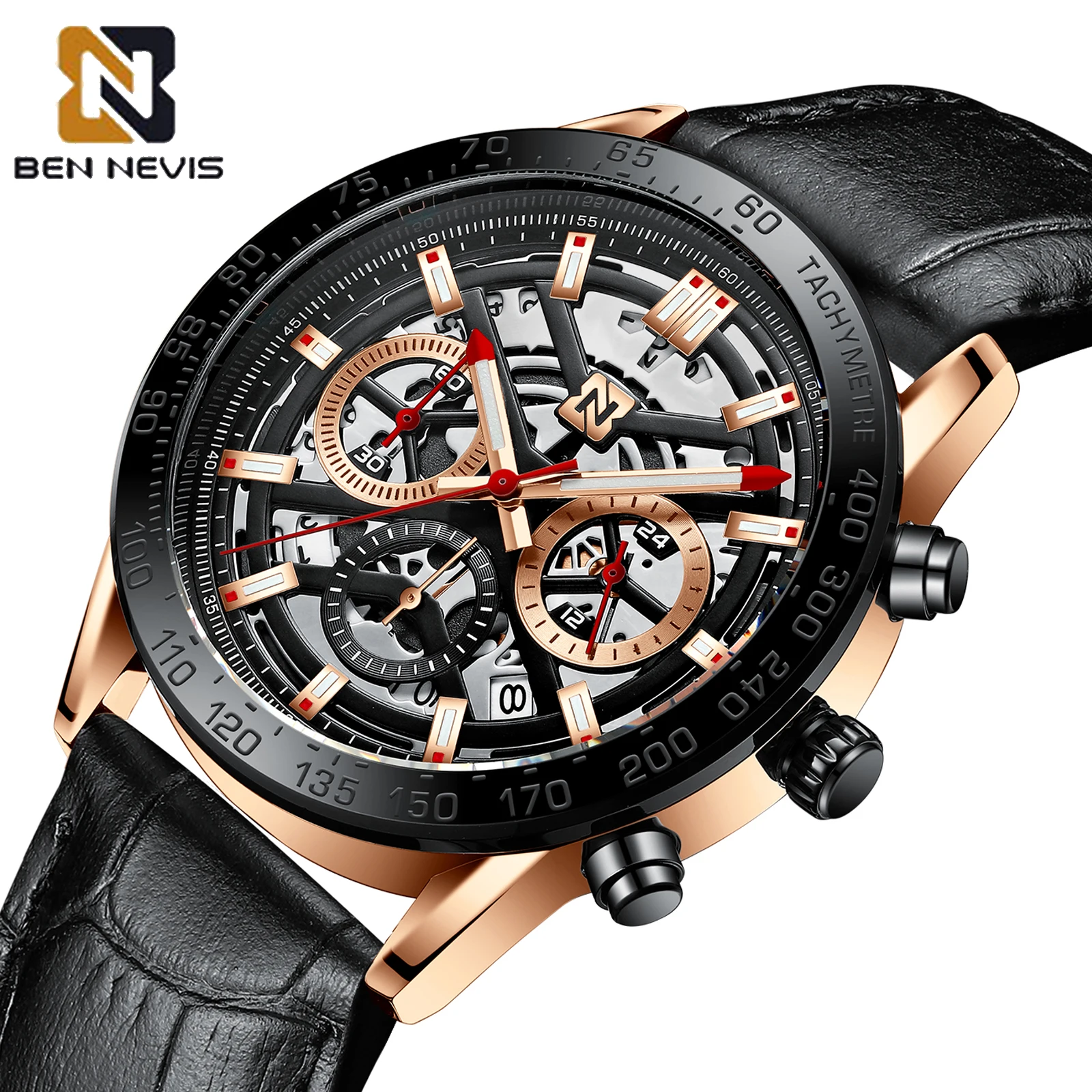 

Luxury Fashion Watch for Men BEN NEVIS 24 Hour Watches Creative Military Sports Clock Unique Design Waterproof Relogio Masculino
