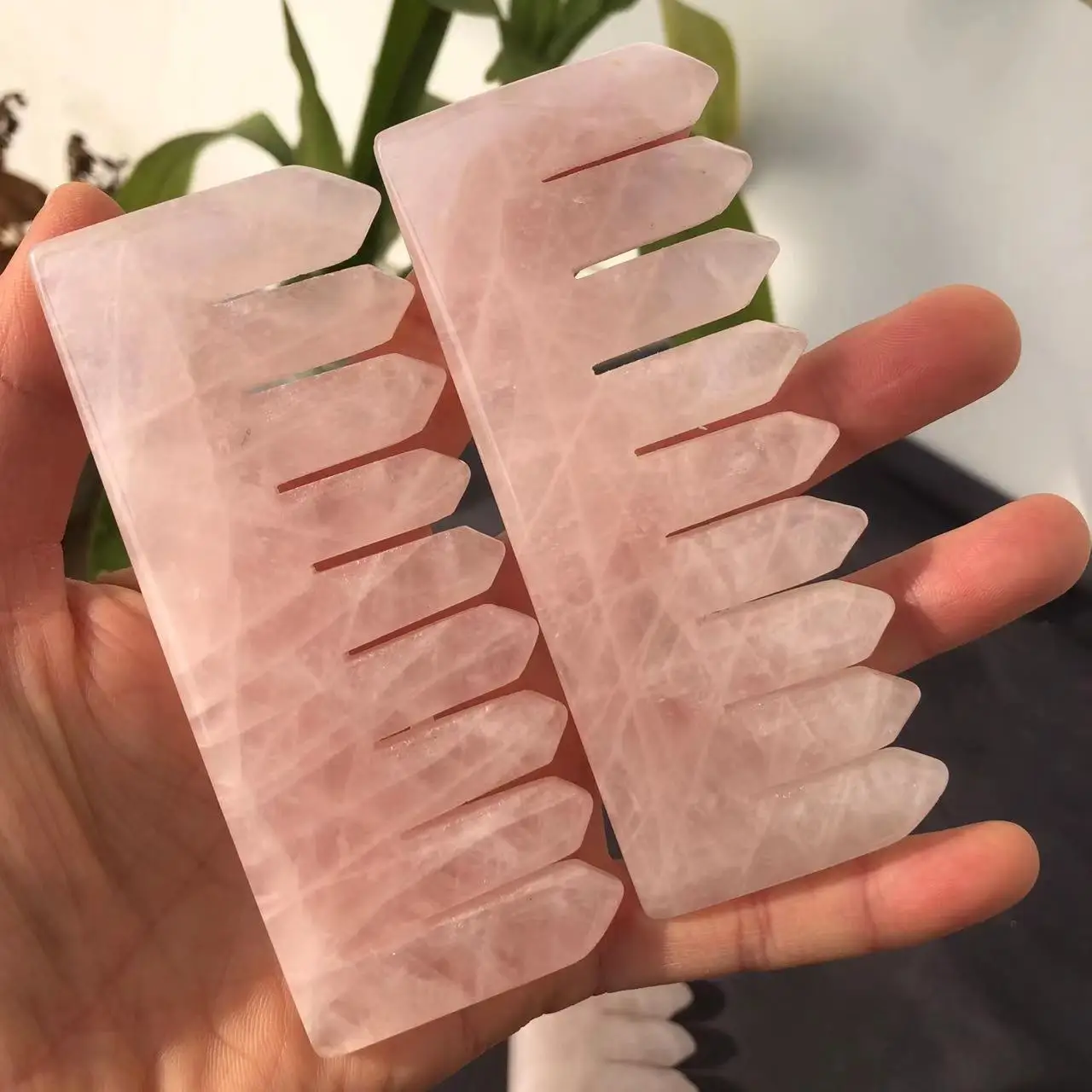 

95-100mm Natural Pink Quartz Crystal comb Shaped Meditation Healing Chakra Polished Gift Natural Quartz Crystals