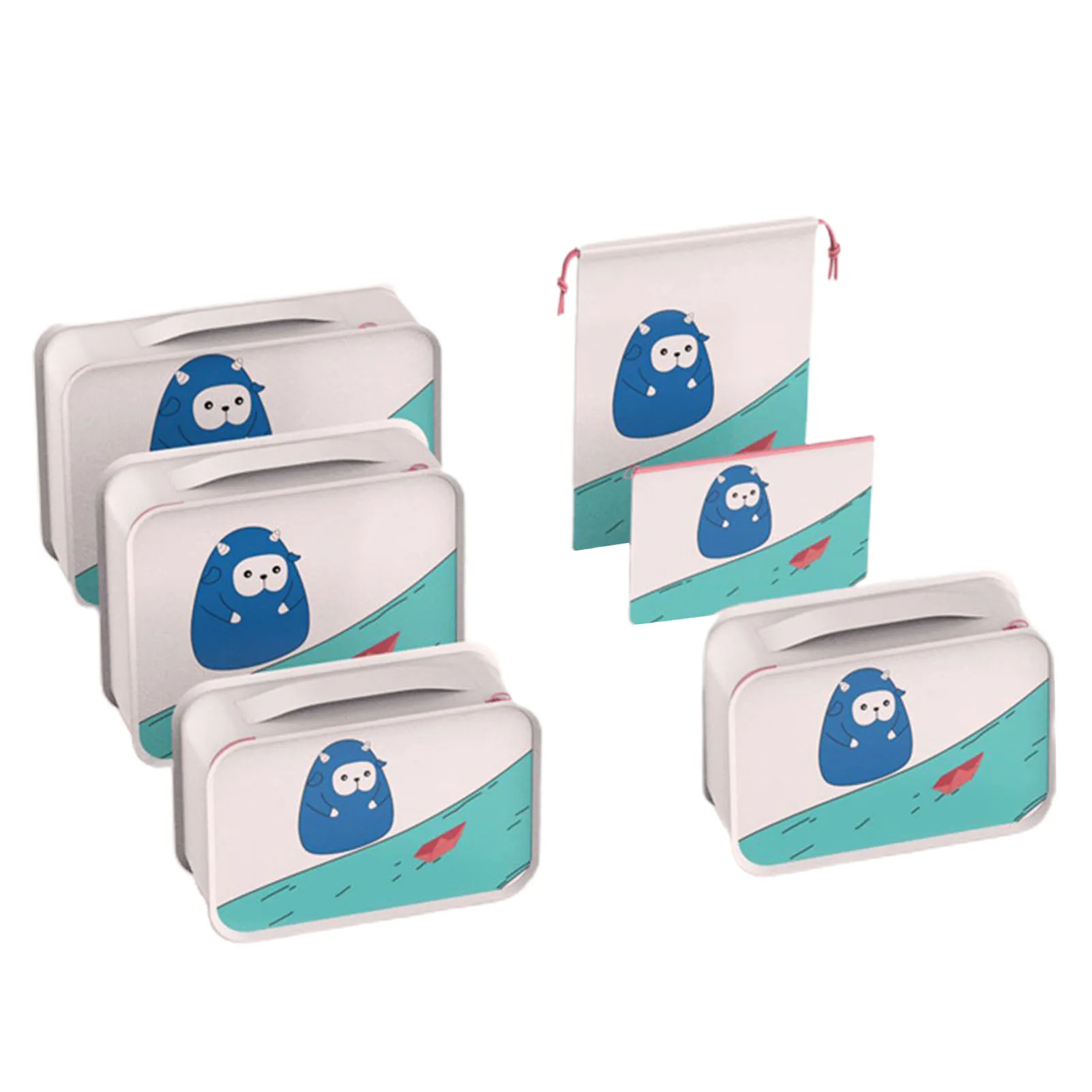 

6 Piece Set Cartoon Folding Travel Bag Multifunctional Clothing Sorting Packages