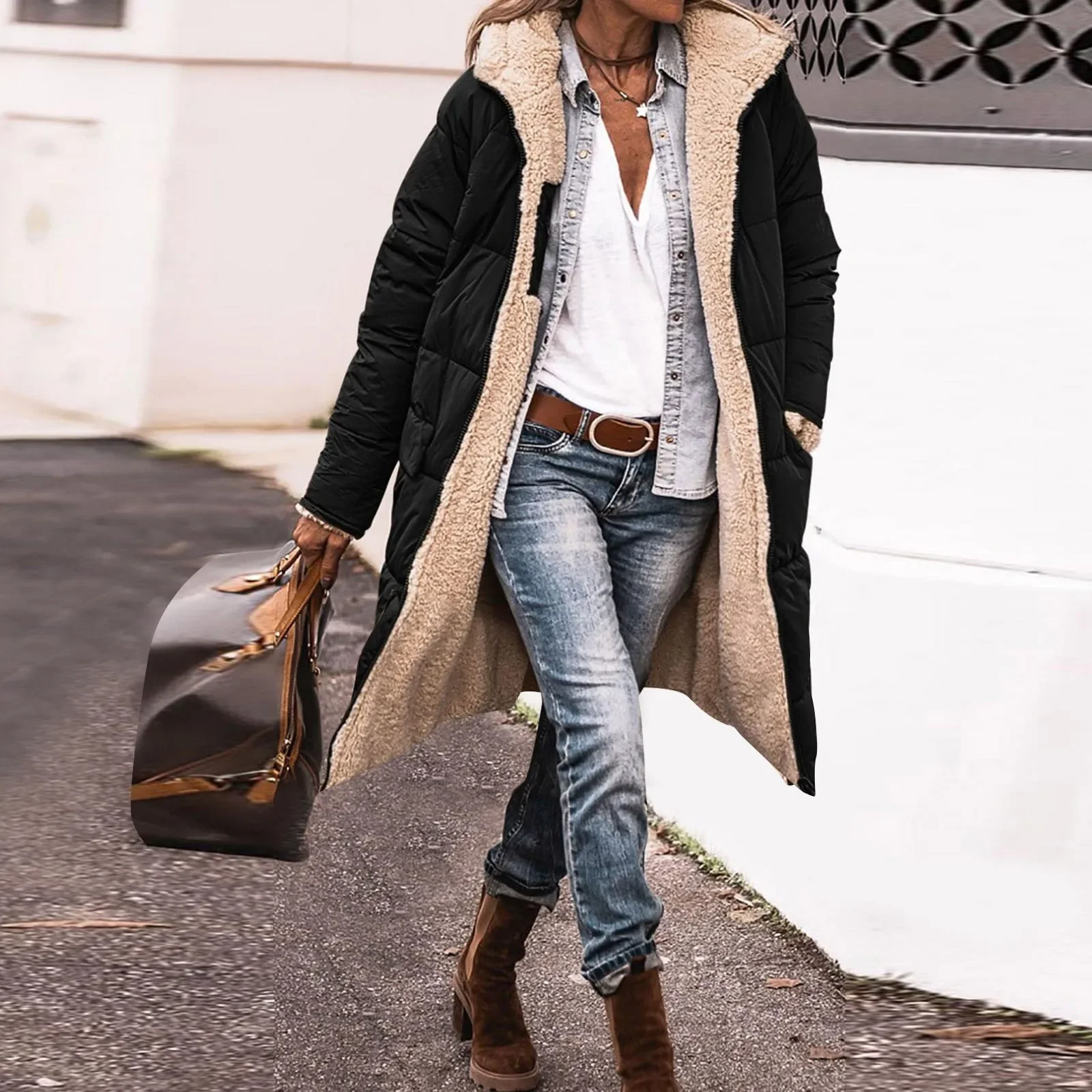 Женская однотонная парка с капюшоном цвет в ассортименте