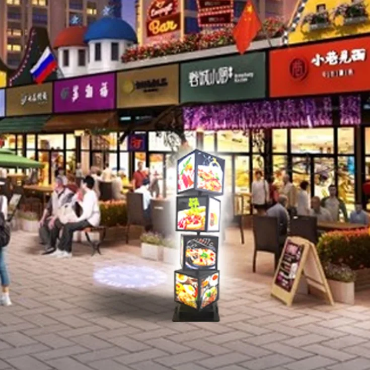 Напольный четырехслойный комбинированный ресторан-меню светодиодный