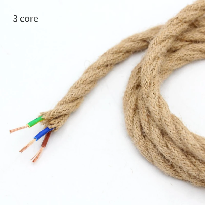 

5M 10M 2 Core 3 Core Stranded Wire Hemp Rope Wire Retro Style Copper Retro Lamp Wire Braided Textile Wire Chandelier Wire