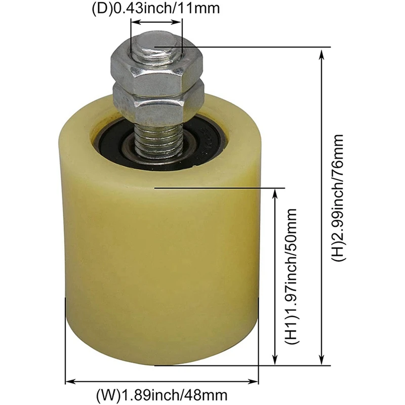 10 шт. 48x50 мм Желто-серебристый нейлоновый стальной плоский роликовый подшипник