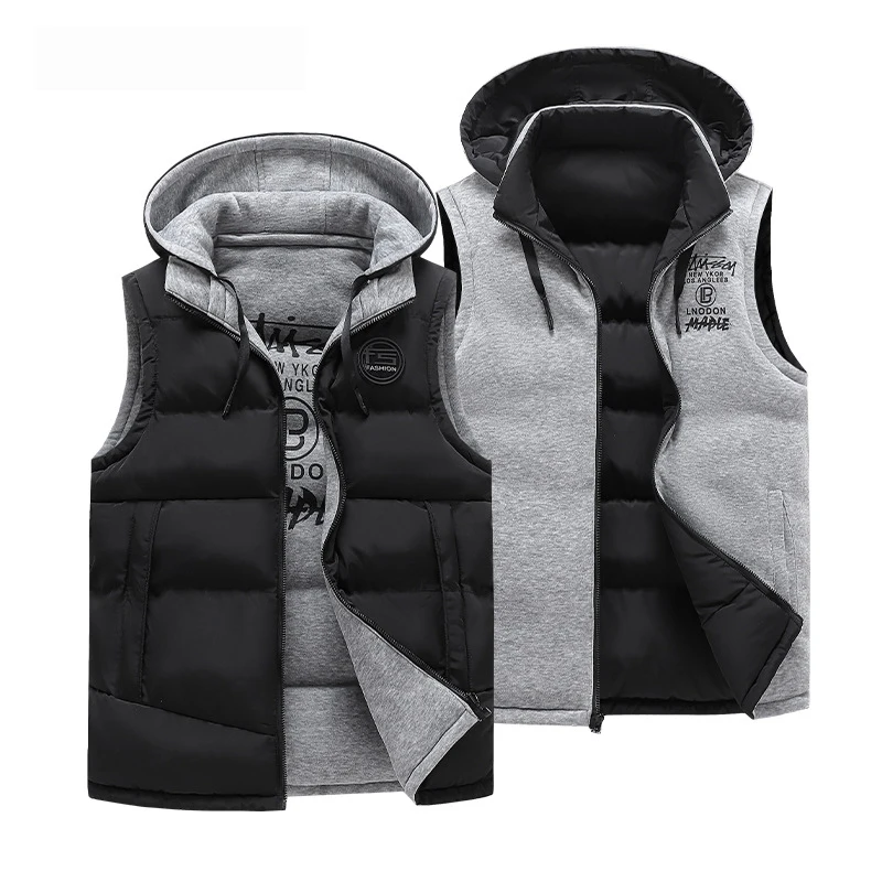 

Winter New Double-sided Vest Padded Jacket Hooded Thick Padded Jacket