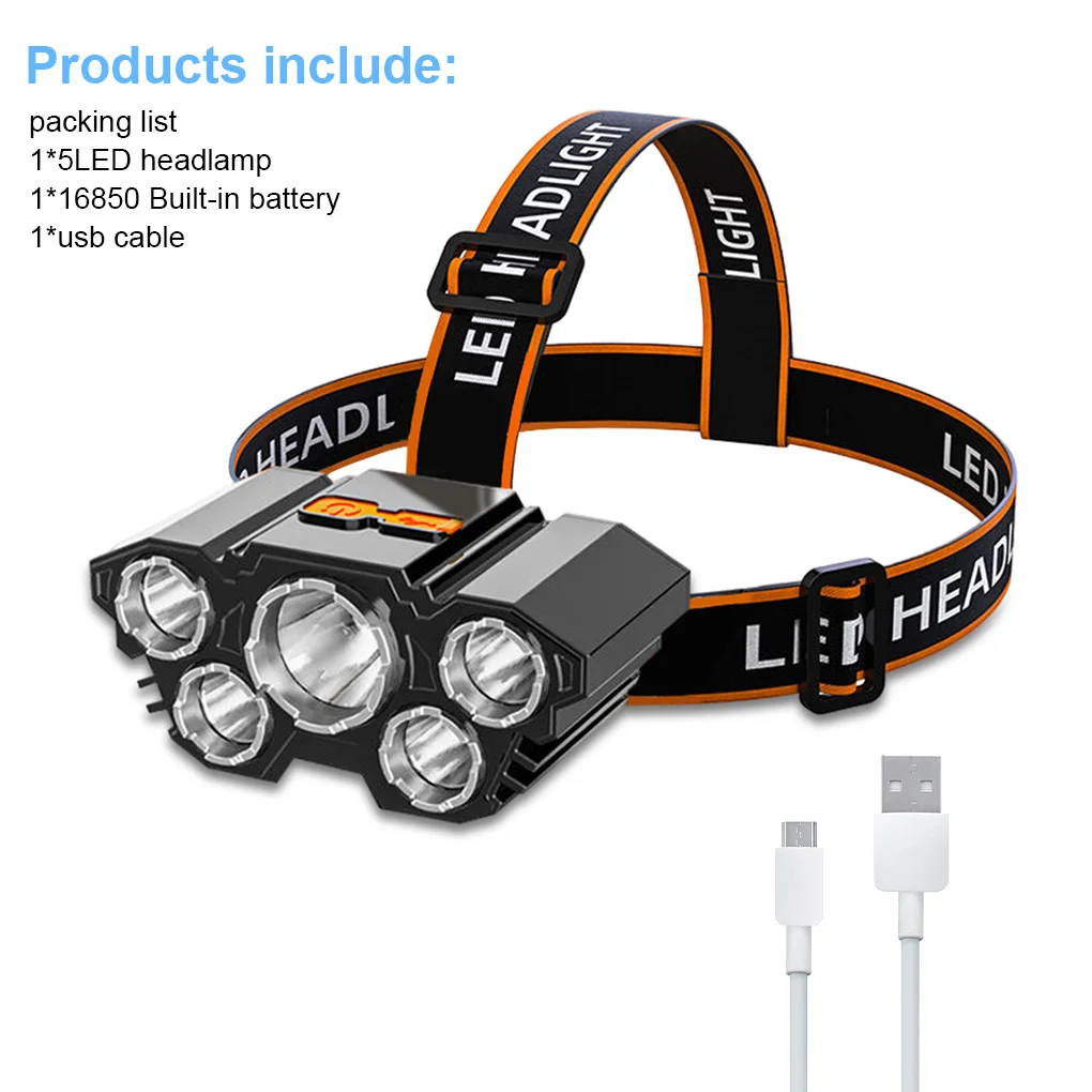 

Headlamp Flashlight Life Waterproof Rechargeable Headlight USB Charging Head Lantern Lamp for Camping Climbing Hiking