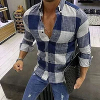 helisopus new fashion plaid long sleeve mens casual shirt lapel button slim fit shirts men camisa masculina plus size 3xl