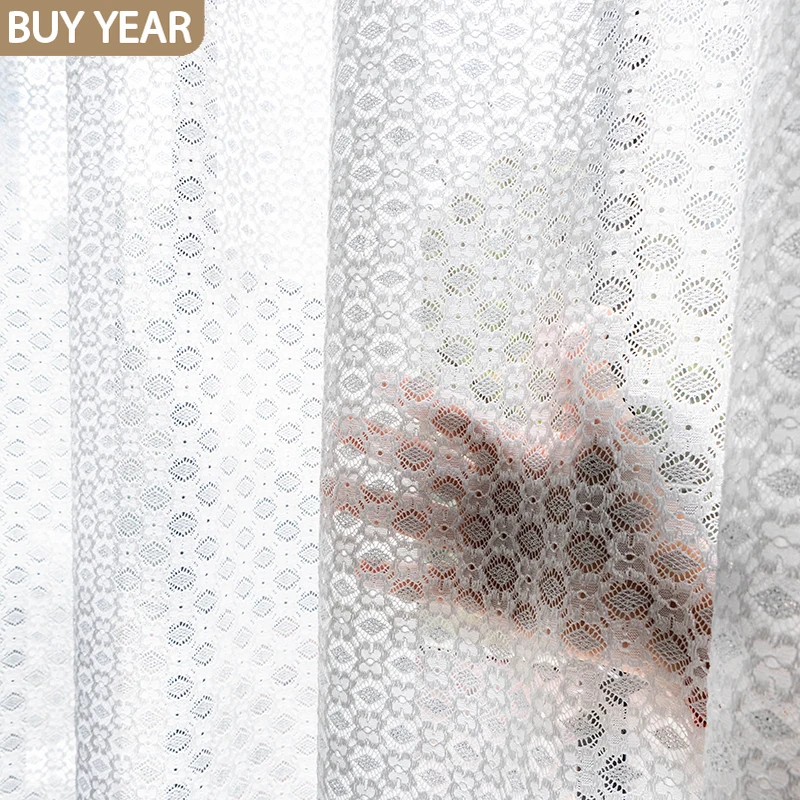 

Modern Curtains for Living Dining Room Bedroom High End Lace Jacquard White Tulle Window Screen French Window fancy curtain