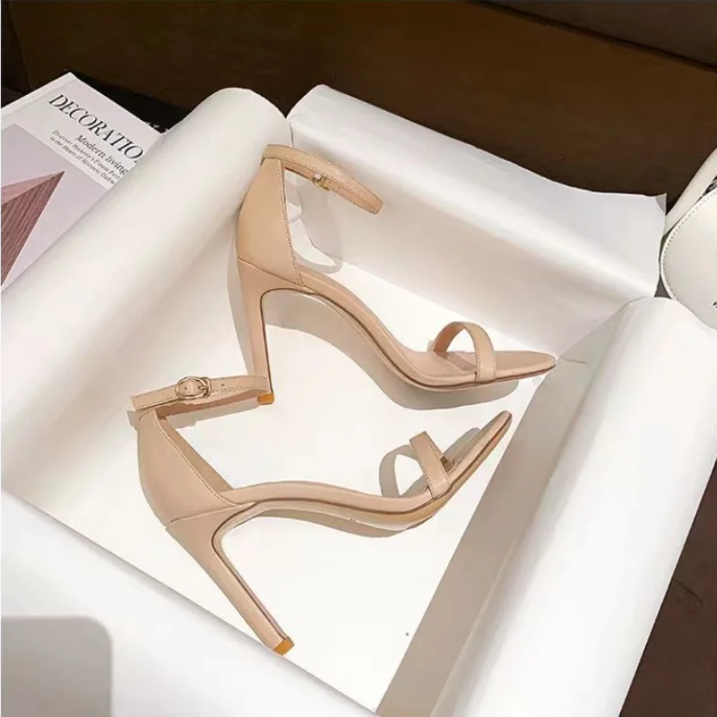 

Women's Shoes Summer Sandals Women 2023 Fashion Thin Heel Large Buckle Strap High Heels Designer Sandals Super High (8cm-up)