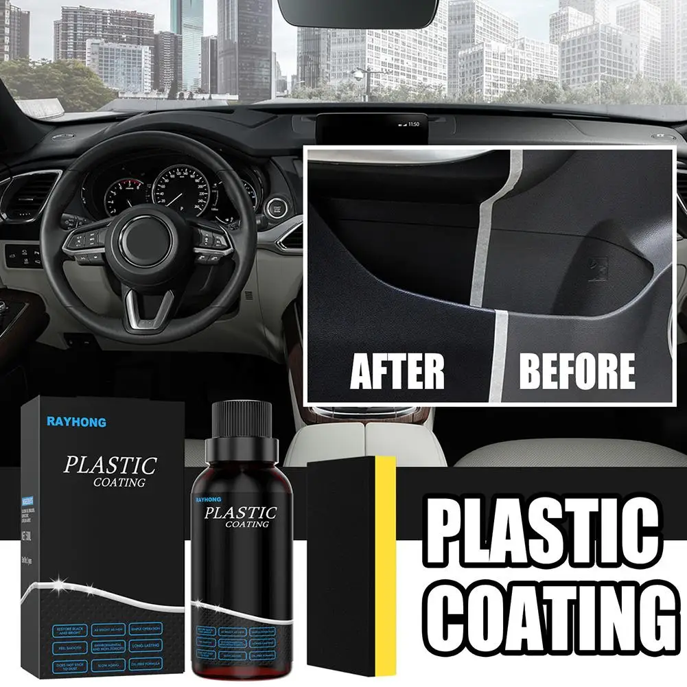 

50ml Automotive Plastic Leather Refresher With Sponge Car Refurbish Agent For Plastics Car Clean Accessories Y3X3