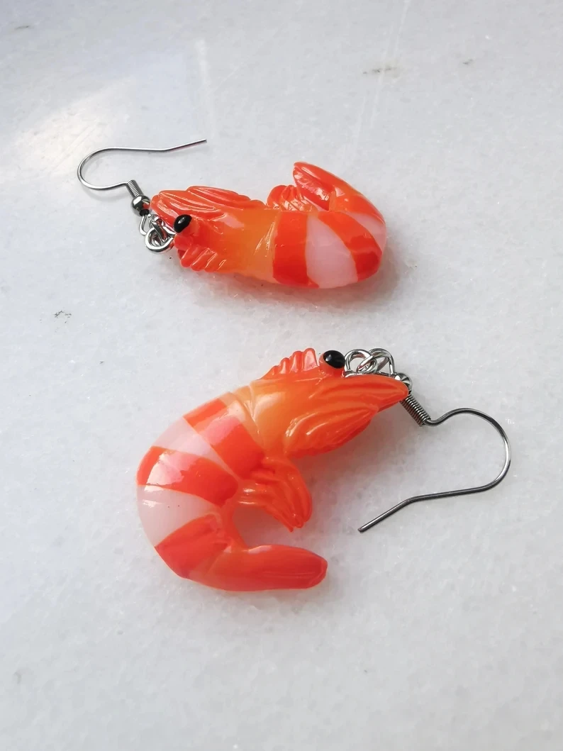 Серьги в виде креветки креветок морепродукты суши Очаровательное украшение