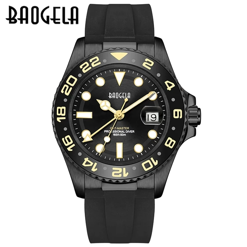 BAOGELA Men Business Watches Quartz Sport Casual Genuine Rubber Band WristWatch Waterproof Male Clock Relogio Masculino Gift