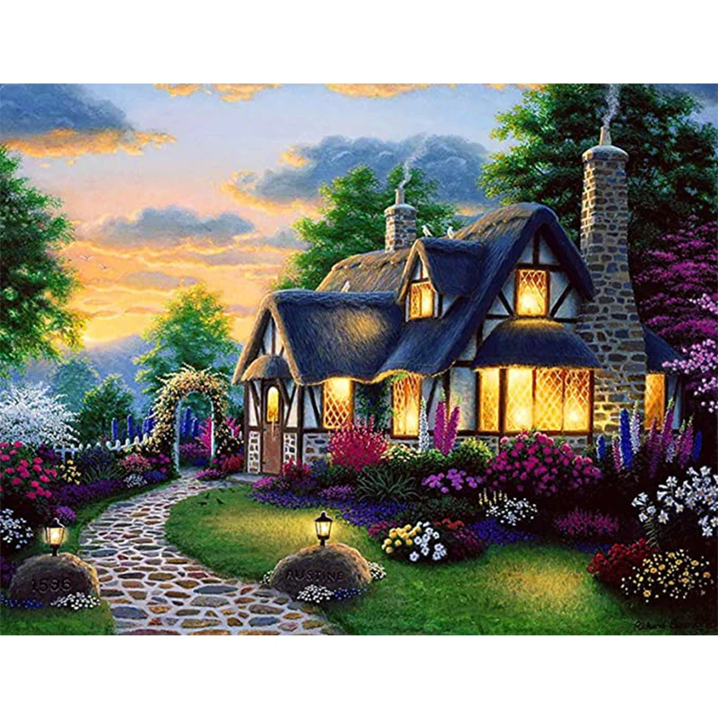 

DIY 5D Villa Scenery Diamond Painting Full Square Diamond Embroidery Picture Mosaic Cross Stitch Kits Rhinestone Home Decor Gift