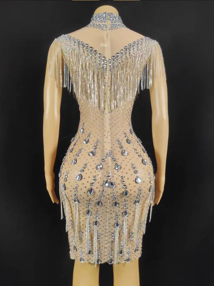 Высококачественное популярное эластичное облегающее платье со стразами и