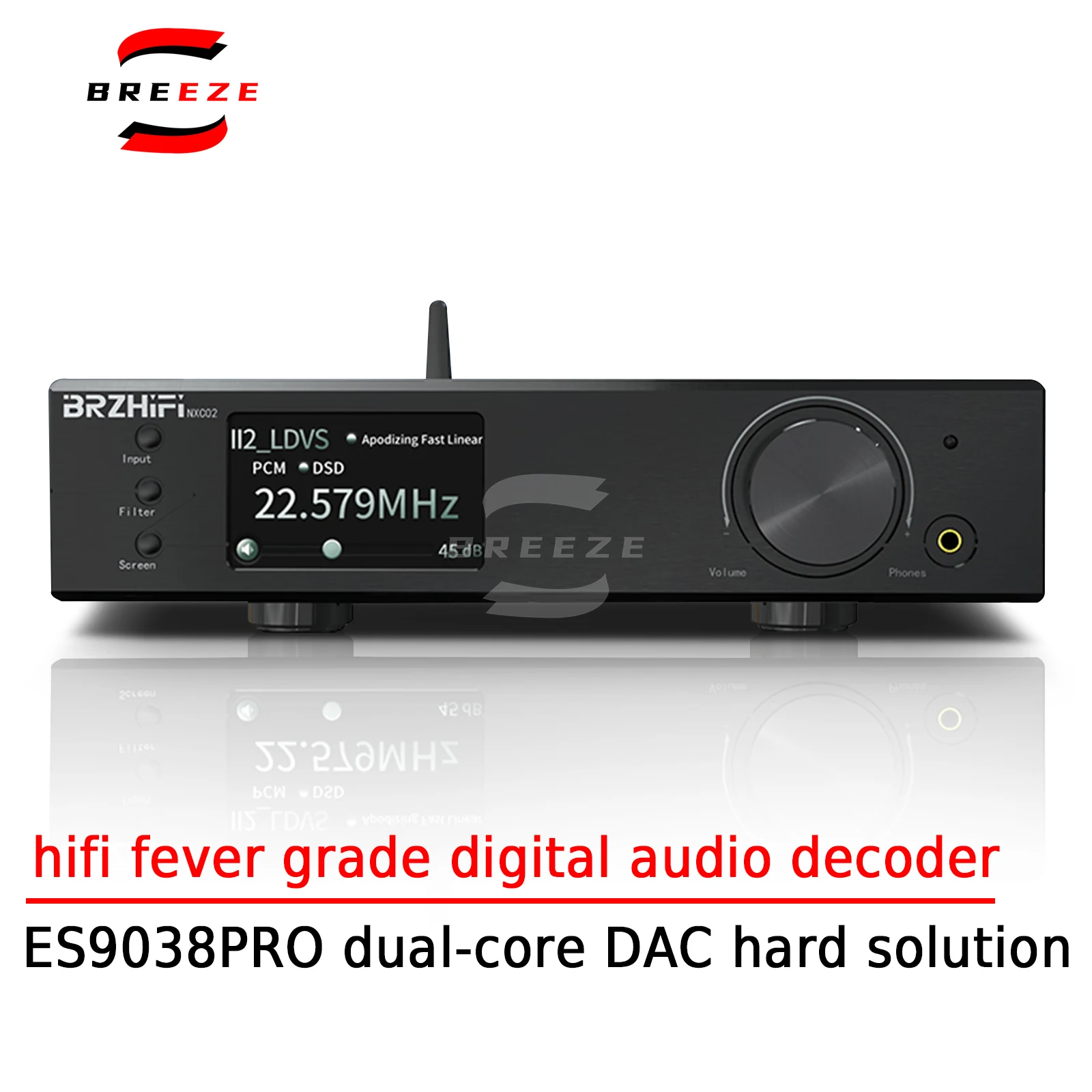 

BREEZE HIFI ES9038PRO Dual Core Digital Audio Decoder Hifi Fever Grade DAC Hard Decode DSD512 Bluetooth LDAC