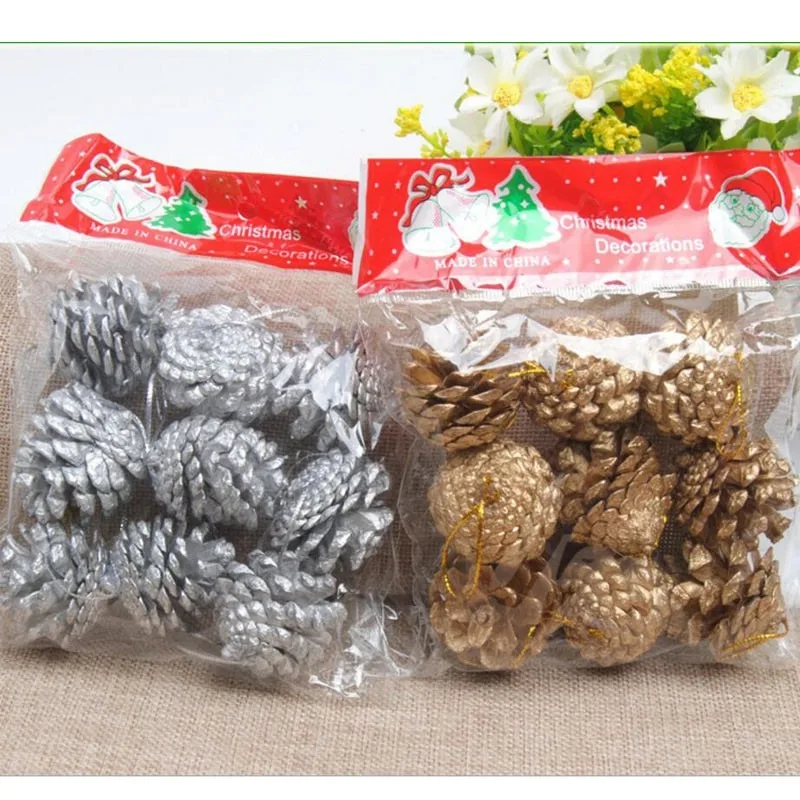 9 шт./компл. Золотая Серебряная сосновая конусная самодельная Свадебная