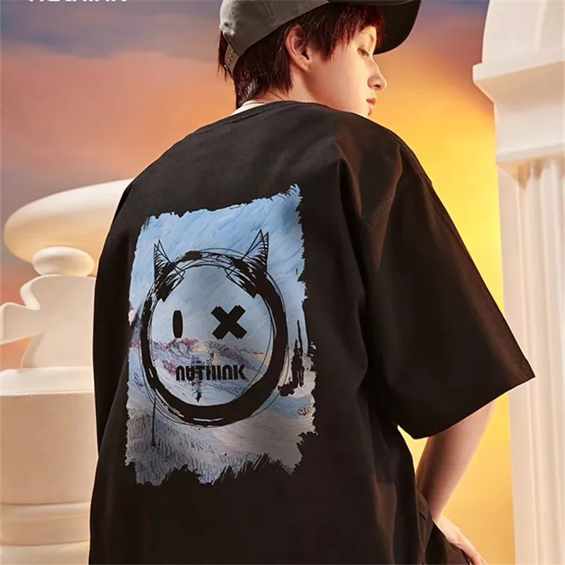 Футболка мужская с принтом дьявола Классическая тенниска оверсайз в стиле