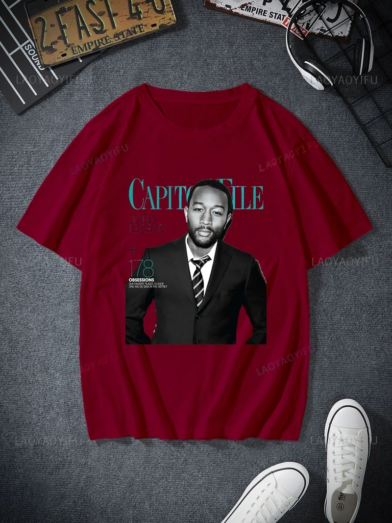 John Legend Classic Poster Printed Shirt Everyday Casual Street Top Spring/summer Fashion Cotton Men's 0 Neck T-shirt