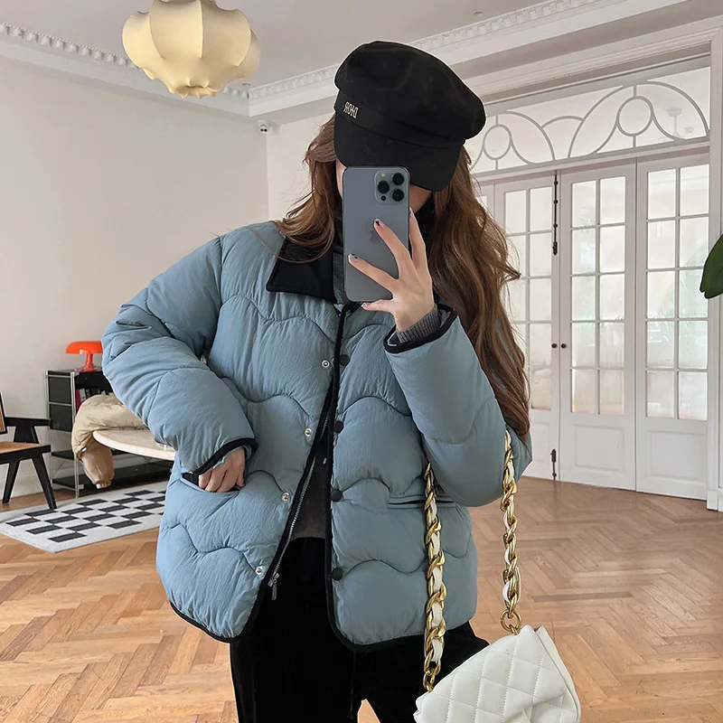 

Women Jacket 2023 New Winter Parkas Female Down Cotton Jackets Stand Collar Casual Warm Parka Loose Short Coat Female Outwear