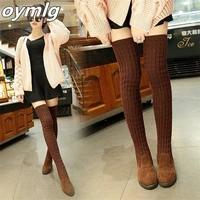 over the knee boots womens 2022 autumn and winter new slim knee length boots with simple thick bottom elastic wool boots