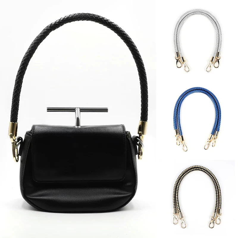 

1pc 60cm Colored Replace Leather Shoulder Strap Fashion Handbag Weave Pu Chain Metal Buckle Handles Diy Alloy Accessories