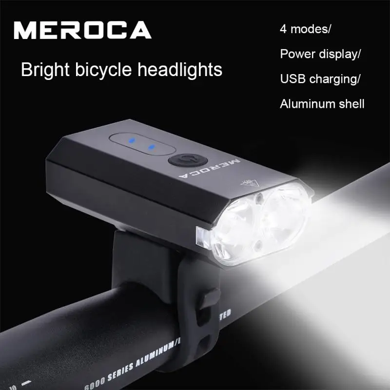 

MEROCA Bike Flashlight Rechargeable Bicycle Light Front Handlebar Cycling Head Lights 1500mAh 4 Lighting Modes Bike Headlight