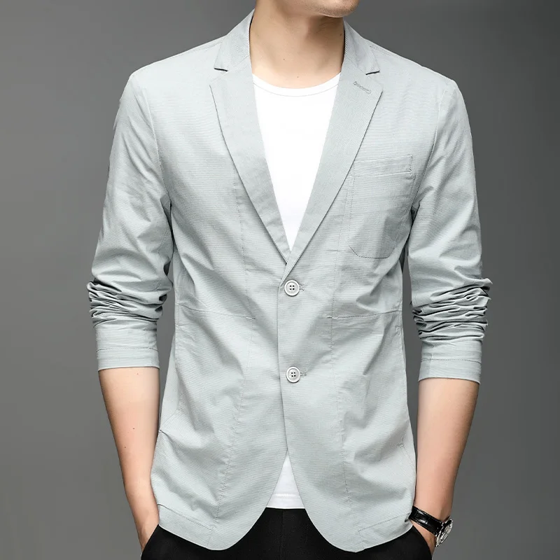 

Two-Button Suit Jacket for Men 2023 Spring New Korean Style Trendy Business Casual Men's Clothing Cotton Small Suit