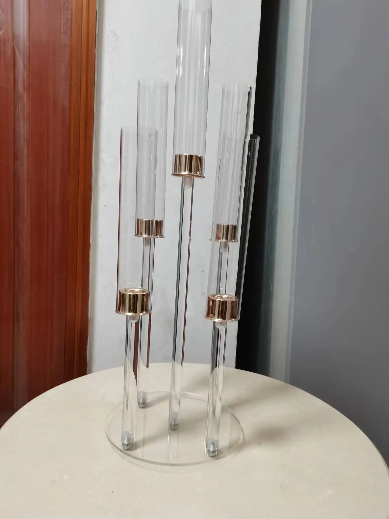Wedding Centerpiece Crystal 5 Arm Candle Holders For Party And Wedding Deco