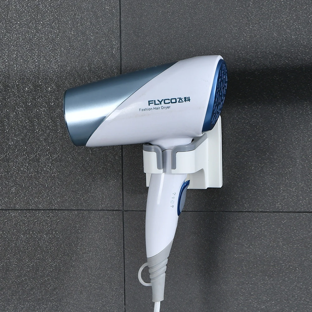 

Hair Dryer Holder Blower Organizer Adhesive Wall Mounted Nail Free No Drilling plastic Stand For Bathroom Simple installation