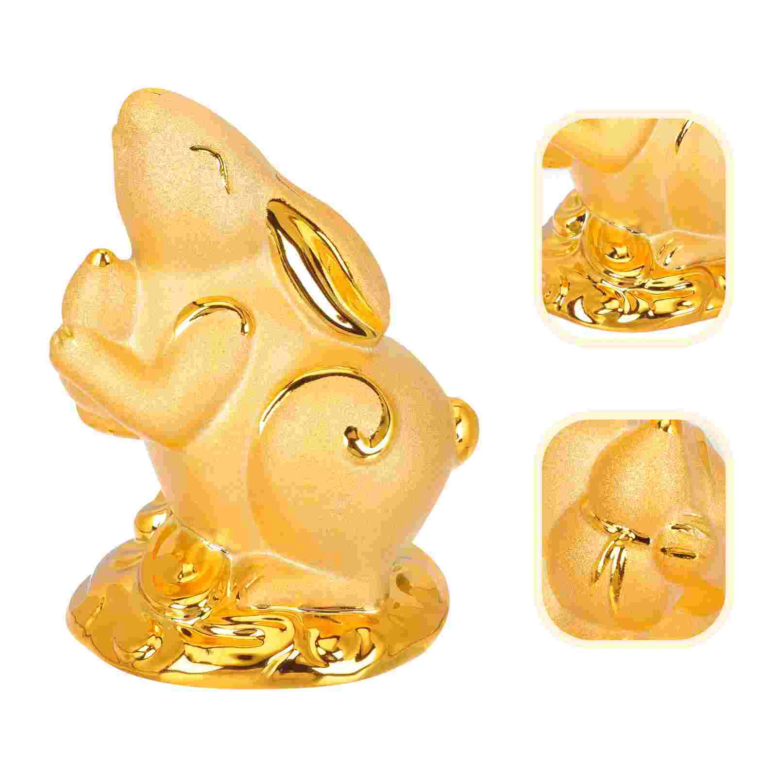 

Bank Piggy Bunny Rabbitsaving Jar Money Kids Shui Chinese Zodiac Feng Statues Year Party Ornament Cartoon Decor Decorationbig