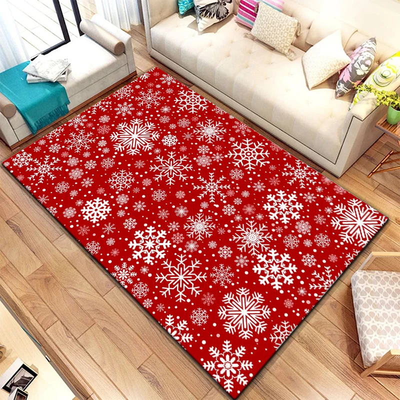 

Winter Christmas Snowflake Carpet Living Room Party Decoration Rug Corridor Balcony Luxury Doormat Bedroom Bedside Footpad