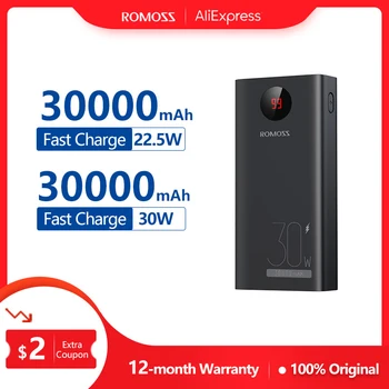 Romoss Power Bank 30000mAh 30W 22.5W Fast Charge USB C Portable Charger 30000 Powerbank External Battery For Xiaomi 13 iPhone