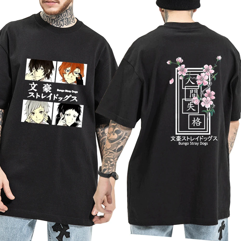 

Bungou Stray Dogs Print T Shirt for Men Women Dazai Osamu Tee Shirt Nakajima Atsushi Anime Oversized Short Sleeves T-shirt Male