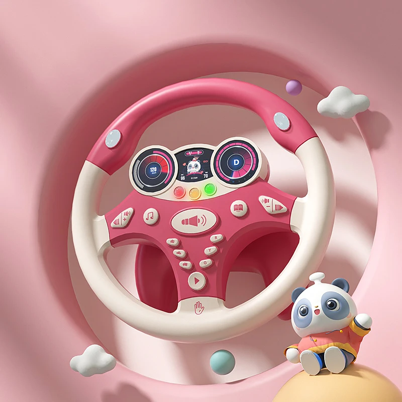 Simulate Driving Car Copilot Steering Wheel Eletric Children Toys Musical Educational Stroller Driving Vocal Toys Birthday Gifts