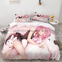 anime girls kawaii bedding set cartoon duvet cover sets comforter bed linen twin queen king single size gift home decor kids
