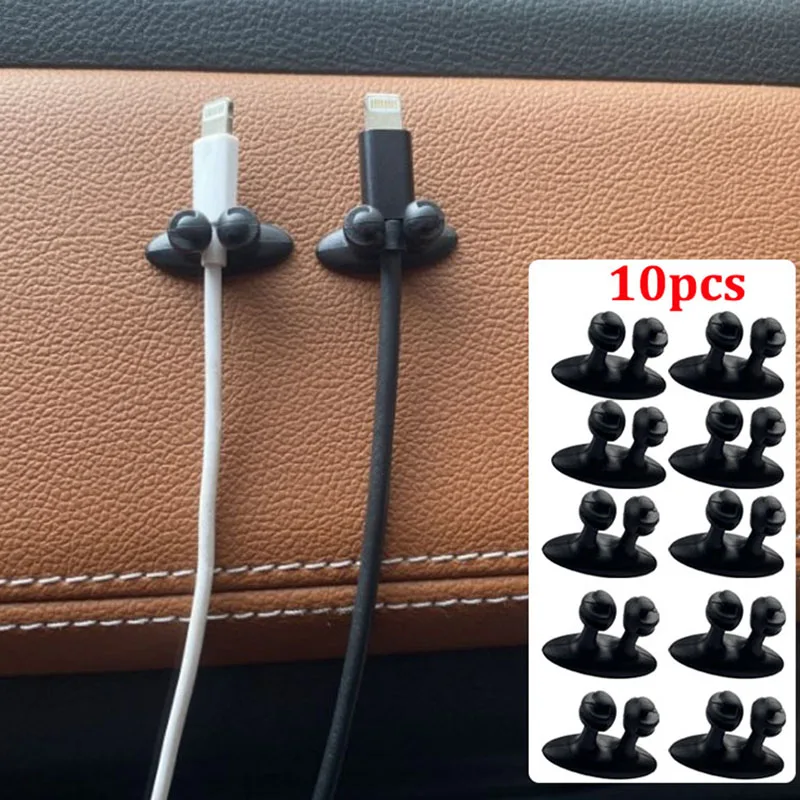 Car Dashboard Mobile Phone Cable Manager Charger Cable Line Organizer Clasp Clamp Auto Interior Accessories Black Clips Holder