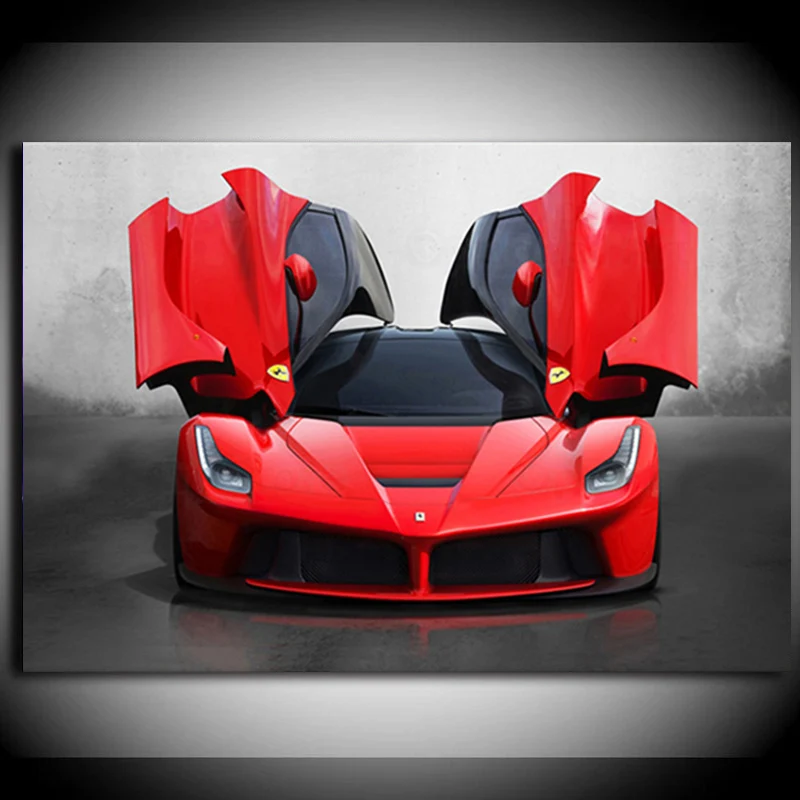Ferraris Laferrari Roadster Canvas Painting Posters Red Car  And Prints Vehicle Wall Art Living Room Home Decor Cuadros