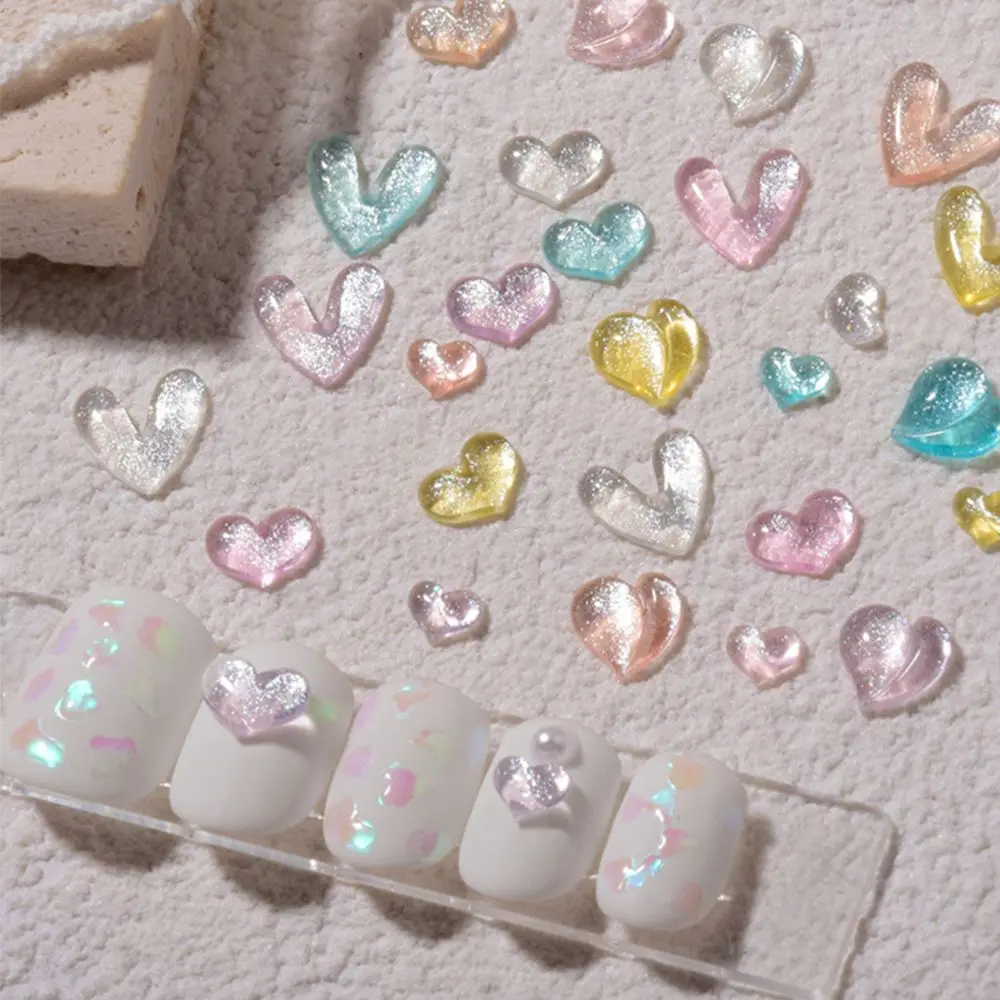 

30 шт. 3D украшения для ногтей Стразы в форме сердца с кристаллами дизайн ногтей смешанные цвета Подвески для ногтей ювелирные изделия для ман...