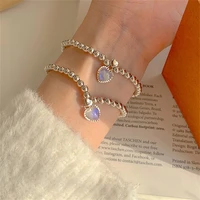 fashion popular bracelet personality woman heart moonstone bracelet necklace jewelry wedding gift hot sell accessories wholesale