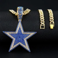 new hip hop cowboys star pendant necklace tennis chain iced out cuban bling necklaces hiphop jewelry fashion gift for men women