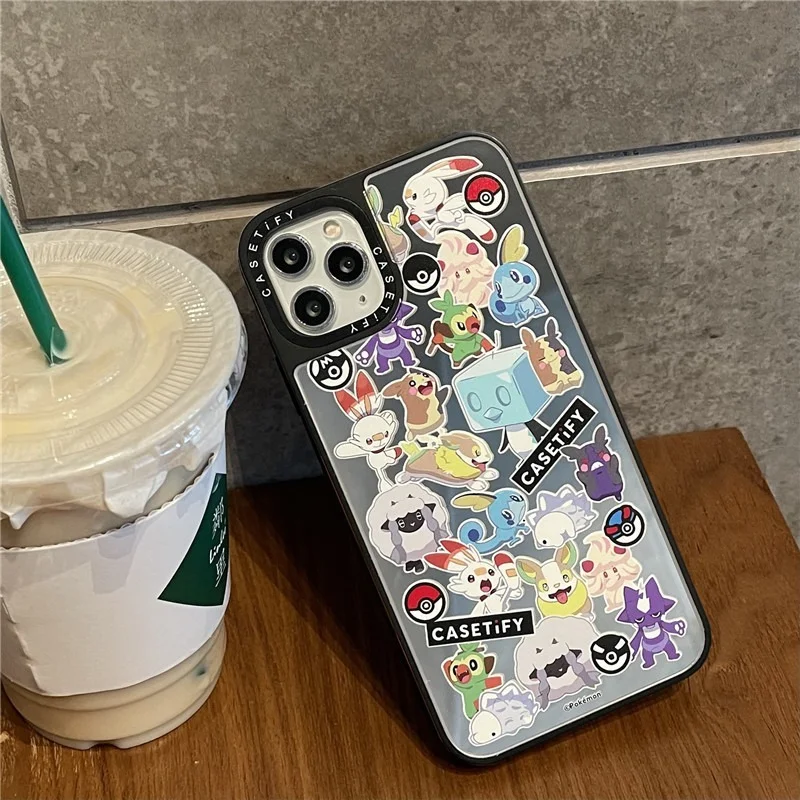 Зеркальный чехол для телефона с аниме покемоном Пикачу iPhone 13 12 11 Pro Max X XSmax XR 7 8 plus