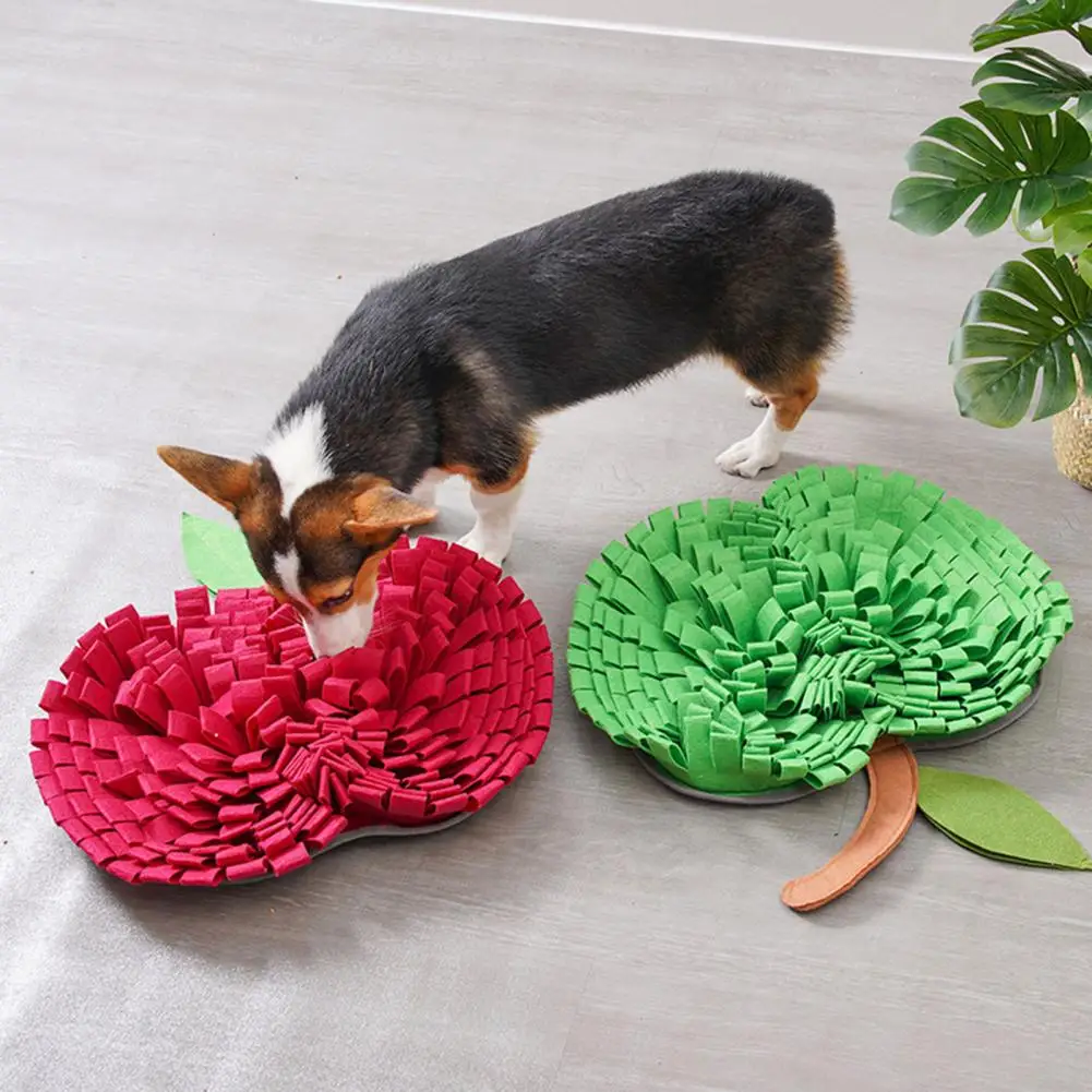 

Pet Sniffing Pad Relieve Boredom Dog Feeding Mat Soft Cartoon Apple Shape Pet Dog Foraging Pad Dogs Snuffle Mat Pet Supplies